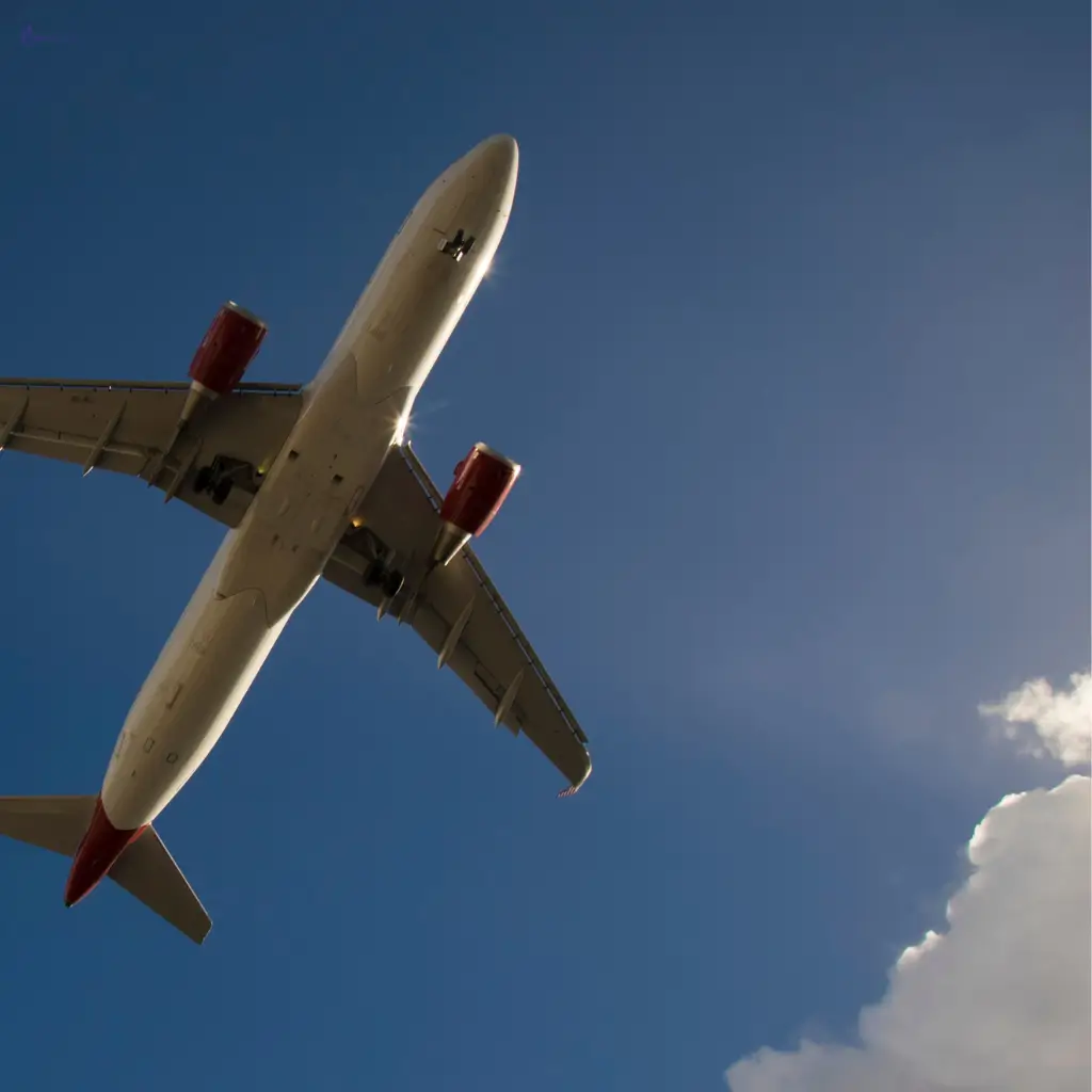 An airplane flying in the sky.