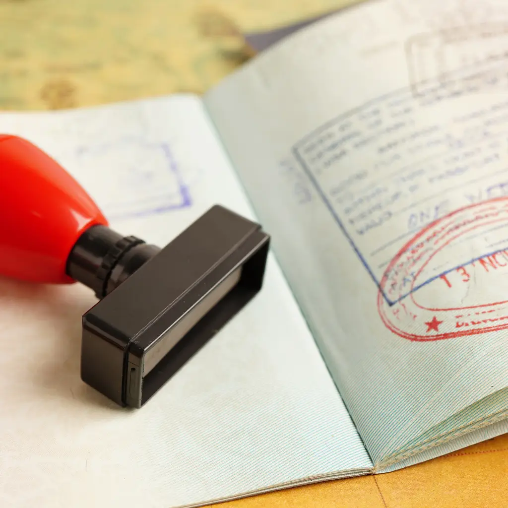 An image of a stamped document, representing marriage or birth certificates required for a long-stay and non-lucrative Spanish visa.