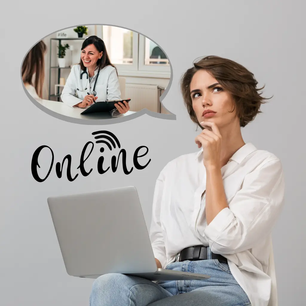 A women considering getting her spanish visa medical certificate online versus in person with Wilmer Health
