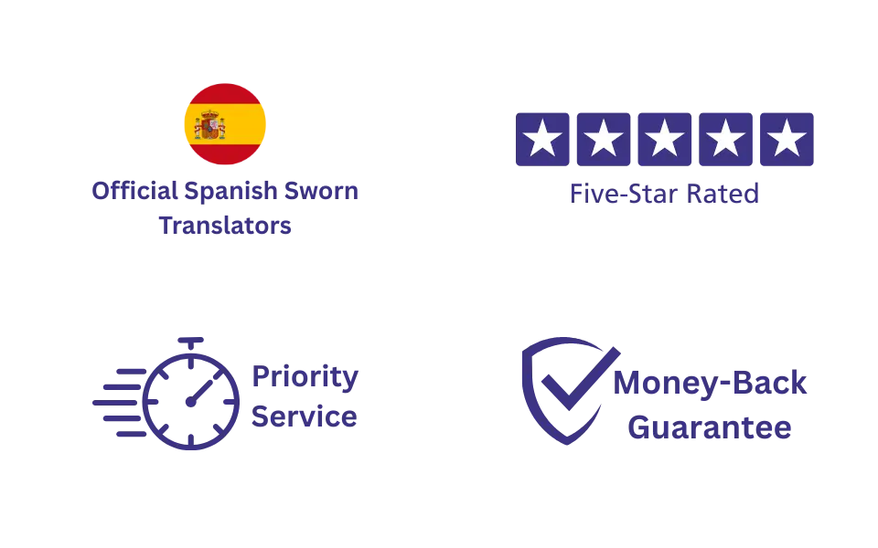 Trust icons by Wilmer Health for the Spanish sworn translation service